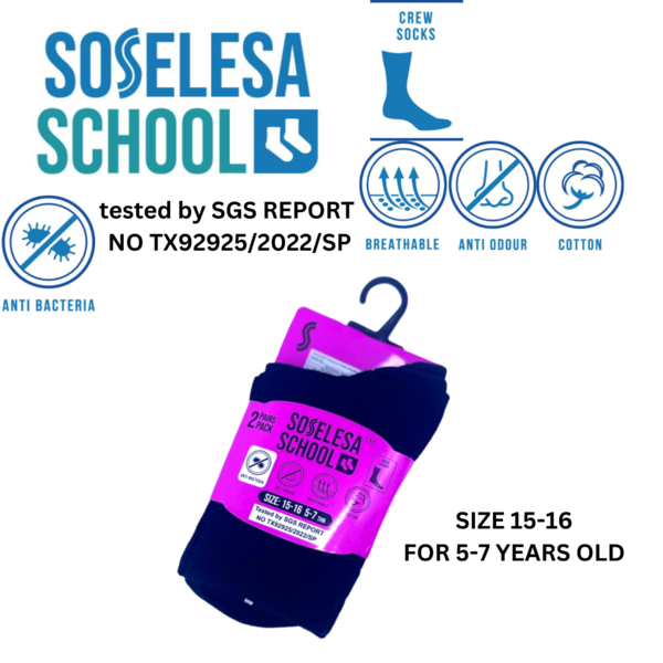 SOSELESA 2IN1 CREW ANTIBACTERIAL BACK TO SCHOOL SOCKS